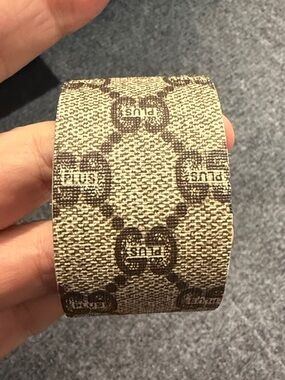 Gucci Plus upcycled rare Beige and Brown Logo Canvas Cuff Bracelet